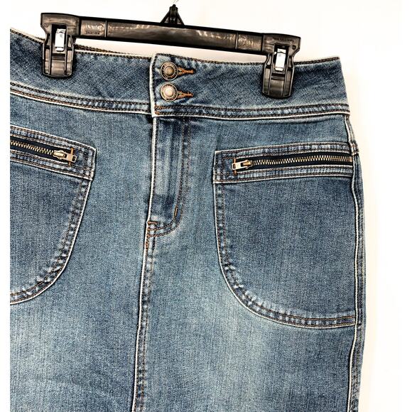 PRANA Women's Broadway Denim Pencil Skirt Size 0 True Blue Organic Stretch NWT - Picture 5 of 11